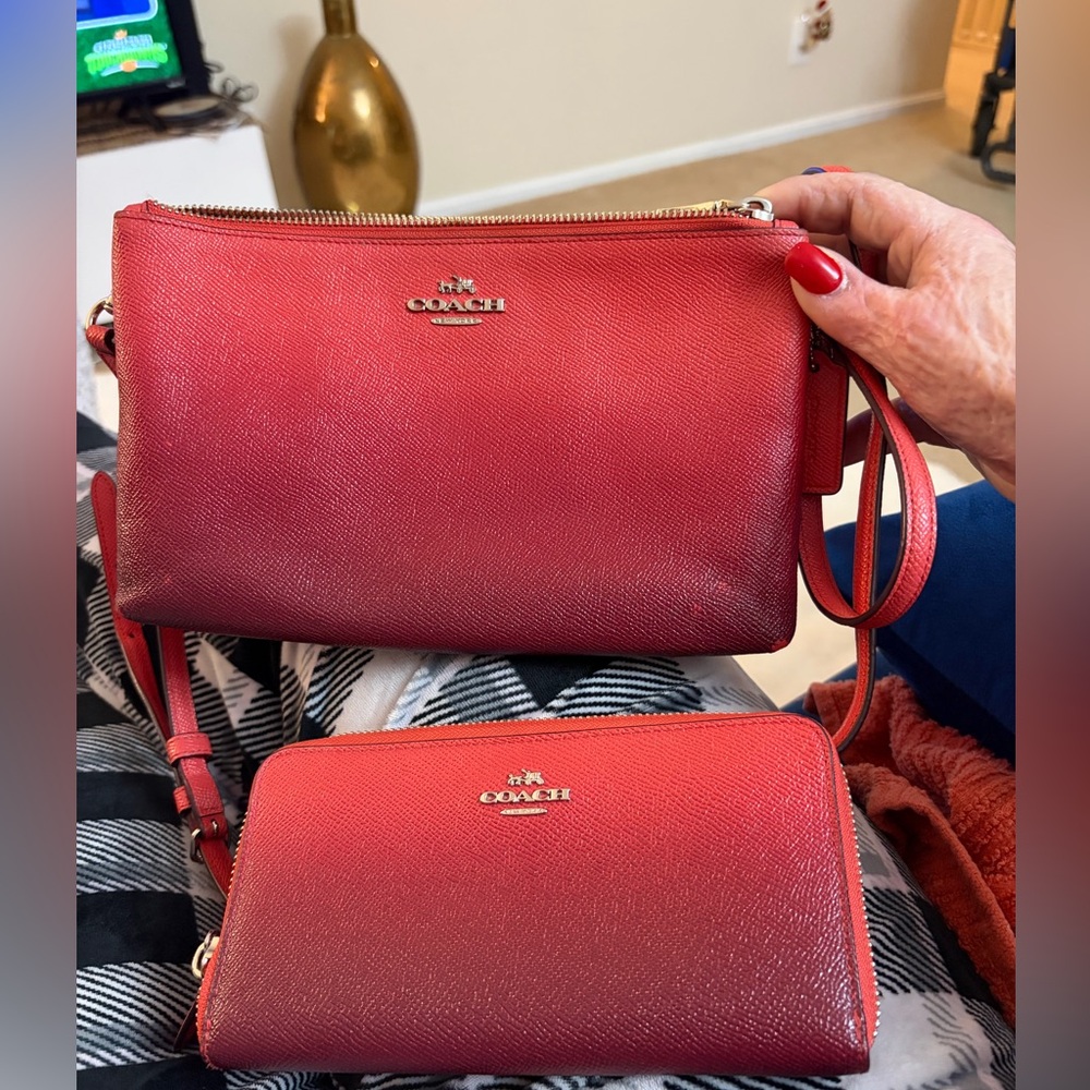 Coach Cherry Red Crossbody Bag and Wallet